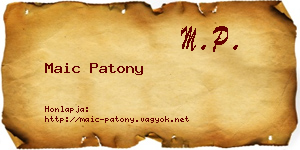 Maic Patony névjegykártya